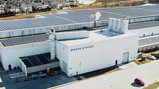 The Dukane Community Solar Farm on top of Dukane Precast in Aurora, IL